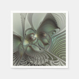 Abstracte olijf salie groene grijze fractal kunst servet