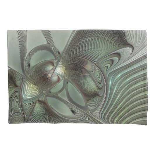 Abstracte olijf salie groene grijze fractale kunst kussensloop (Voorkant)