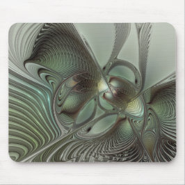 Abstracte olijf salie groene grijze fractale kunst muismat