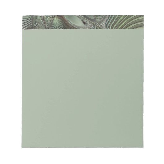 Abstracte olijf salie groene grijze fractale kunst notitieblok (Voorkant)