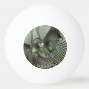 Abstracte olijf salie groene grijze fractale kunst pingpongbal