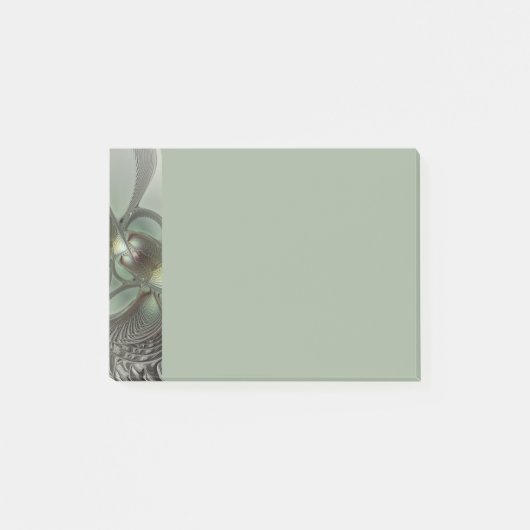 Abstracte olijf salie groene grijze fractale kunst post-it® notes (Voorkant)