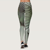 Abstracte Olijfgroene grijze fractale kunst Fantas Leggings (Achterkant)