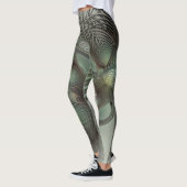 Abstracte Olijfgroene grijze fractale kunst Fantas Leggings (Links)
