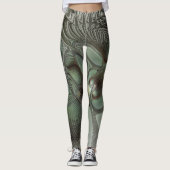 Abstracte Olijfgroene grijze fractale kunst Fantas Leggings (Voorkant)