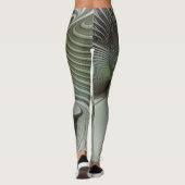 Abstracte Olijfgroene grijze fractale kunst Fantas Leggings (Achterkant)