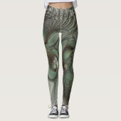 Abstracte Olijfgroene grijze fractale kunst Fantas Leggings (Voorkant)