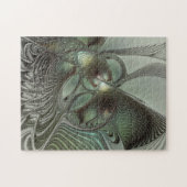 Abstracte Olijfgroene grijze fractale kunst Fantas Legpuzzel (Horizontaal)