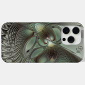 Abstracte Olijfsalie Groen Grijs Fractal Initialen Case-Mate iPhone Case (Achterkant (horizontaal))