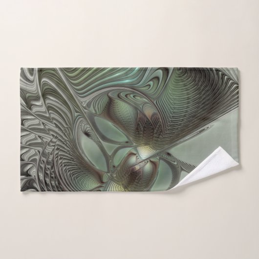 Abstracte Olijfwijze Groen Grijs Fractal Art Fanta Bad Handdoek (Handdoek)