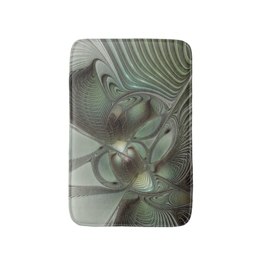 Abstracte Olijfwijze Groen Grijs Fractal Art Fanta Badmat (Voorkant Verticaal)