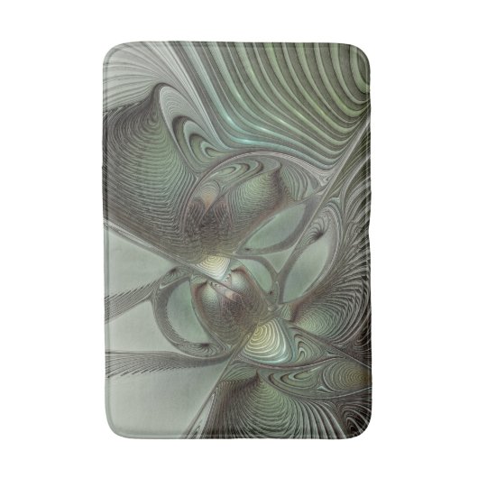 Abstracte Olijfwijze Groen Grijs Fractal Art Fanta Badmat (Voorkant Verticaal)