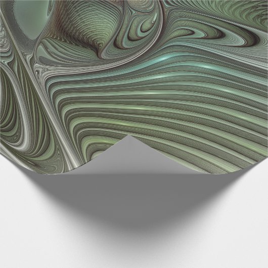 Abstracte Olijfwijze Groen Grijs Fractal Art Fanta Cadeaupapier (Hoek)
