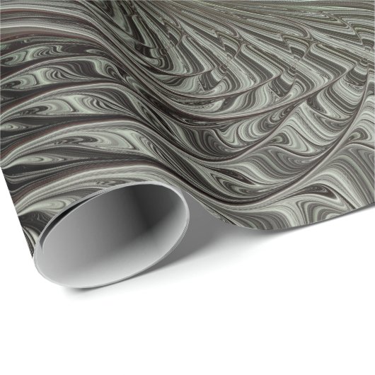 Abstracte Olijfwijze Groen Grijs Fractal Art Fanta Cadeaupapier (Rol Hoek)