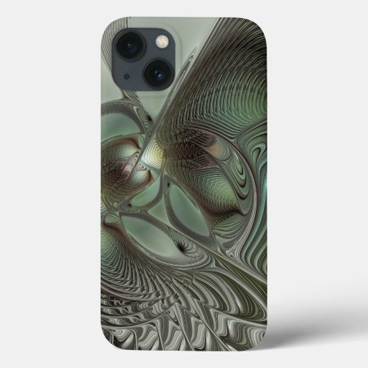 Abstracte Olijfwijze Groen Grijs Fractal Art Fanta Case-Mate iPhone Case (Achterkant)