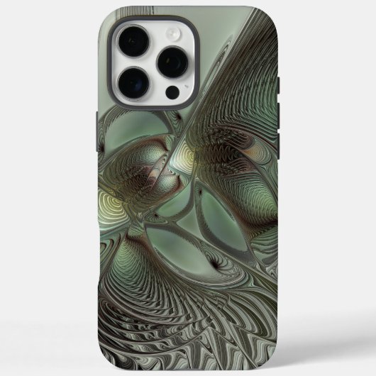 Abstracte Olijfwijze Groen Grijs Fractal Art Fanta Case-Mate iPhone Case (Achterkant)