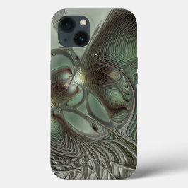 Abstracte Olijfwijze Groen Grijs Fractal Art Fanta Case-Mate iPhone Case