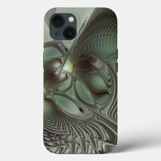 Abstracte Olijfwijze Groen Grijs Fractal Art Fanta Case-Mate iPhone Case (Achterkant)