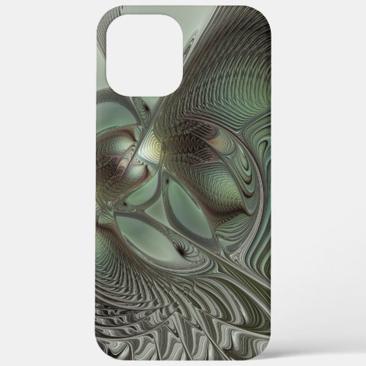 Abstracte Olijfwijze Groen Grijs Fractal Art Fanta Case-Mate iPhone Case (Achterkant)