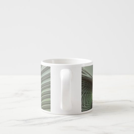 Abstracte Olijfwijze Groen Grijs Fractal Art Fanta Espresso Kop (Achterkant)