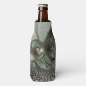 Abstracte Olijfwijze Groen Grijs Fractal Art Fanta Flesjeskoeler (Fles Voorkant)