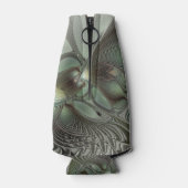 Abstracte Olijfwijze Groen Grijs Fractal Art Fanta Flesjeskoeler (Achterkant)