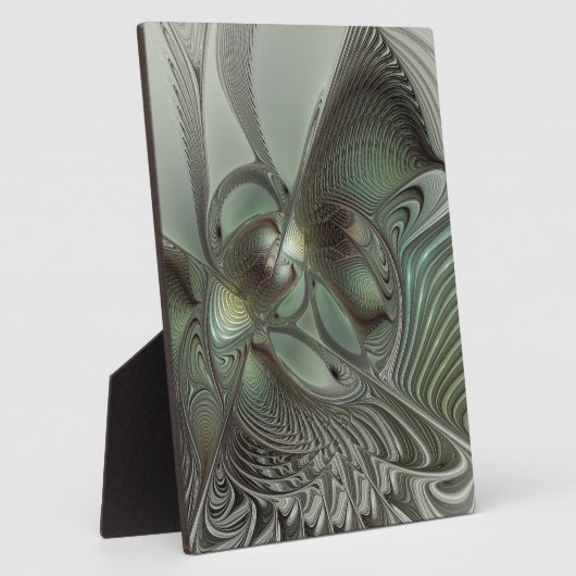 Abstracte Olijfwijze Groen Grijs Fractal Art Fanta Fotoplaat (Zijkant)