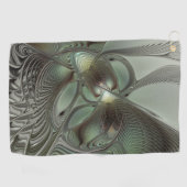 Abstracte Olijfwijze Groen Grijs Fractal Art Fanta Golfhanddoek (Horizontaal)