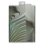 Abstracte Olijfwijze Groen Grijs Fractal Art Fanta Heupfles (Achterkant)