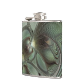 Abstracte Olijfwijze Groen Grijs Fractal Art Fanta Heupfles (Links)