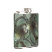 Abstracte Olijfwijze Groen Grijs Fractal Art Fanta Heupfles (Rechts)