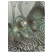 Abstracte Olijfwijze Groen Grijs Fractal Art Fanta Klembord (Achterkant)