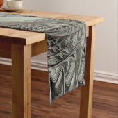 Abstracte Olijfwijze Groen Grijs Fractal Art Fanta Korte Tafelloper (Voorbeeld)