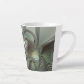 Abstracte Olijfwijze Groen Grijs Fractal Art Fanta Latte Mok (Rechts)