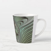 Abstracte Olijfwijze Groen Grijs Fractal Art Fanta Latte Mok (Rechts)