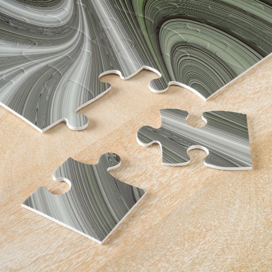 Abstracte Olijfwijze Groen Grijs Fractal Art Fanta Legpuzzel (Zijkant)