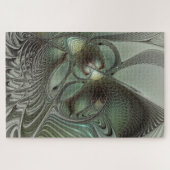 Abstracte Olijfwijze Groen Grijs Fractal Art Fanta Legpuzzel (Horizontaal)