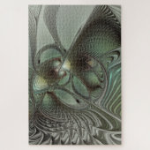 Abstracte Olijfwijze Groen Grijs Fractal Art Fanta Legpuzzel (Verticaal)