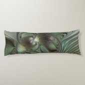 Abstracte Olijfwijze Groen Grijs Fractal Art Fanta Lichaamskussen (Achterkant)