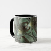 Abstracte Olijfwijze Groen Grijs Fractal Art Fanta Mok (Voorkant links)