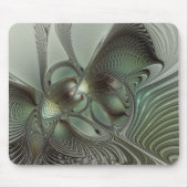 Abstracte Olijfwijze Groen Grijs Fractal Art Fanta Muismat (Voorkant)