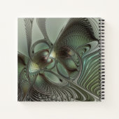Abstracte Olijfwijze Groen Grijs Fractal Art Fanta Notitieboek (Achterkant)