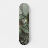 Abstracte Olijfwijze Groen Grijs Fractal Art Fanta Persoonlijk Skateboard (Voorkant)