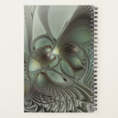 Abstracte Olijfwijze Groen Grijs Fractal Art Fanta Planner (Achterkant)