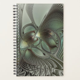 Abstracte Olijfwijze Groen Grijs Fractal Art Fanta Planner