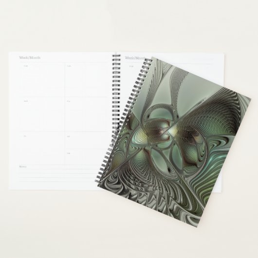 Abstracte Olijfwijze Groen Grijs Fractal Art Fanta Planner (Display)