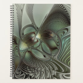 Abstracte Olijfwijze Groen Grijs Fractal Art Fanta Planner