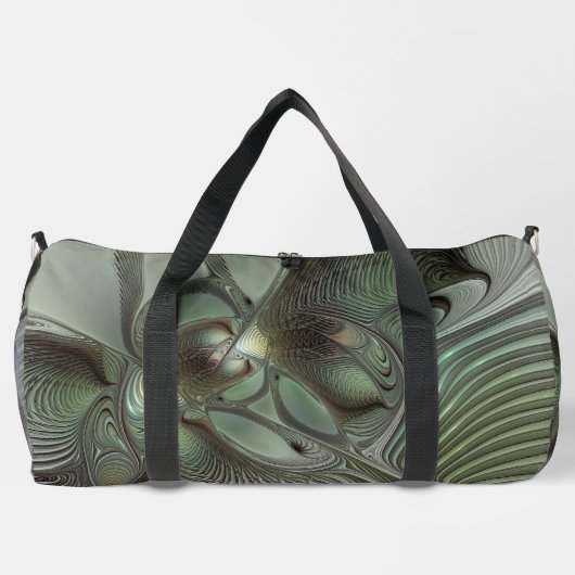 Abstracte Olijfwijze Groen Grijs Fractal Art Fanta Plunjezak (Achterkant)