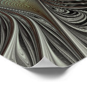 Abstracte Olijfwijze Groen Grijs Fractal Art Fanta Poster (Hoek)