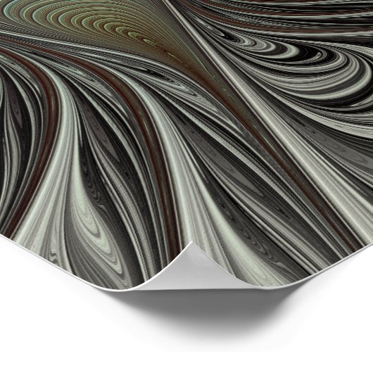 Abstracte Olijfwijze Groen Grijs Fractal Art Fanta Poster (Hoek)